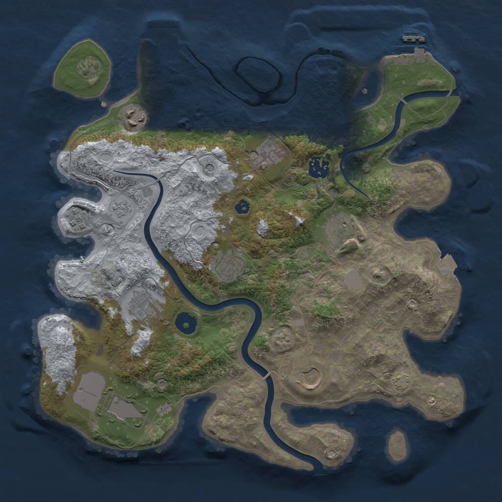 Rust Map: Procedural Map, Size: 3500, Seed: 1131497704, 15 Monuments