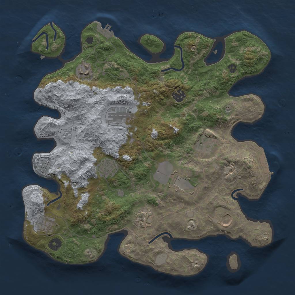 Rust Map: Procedural Map, Size: 3500, Seed: 1131497704, 19 Monuments