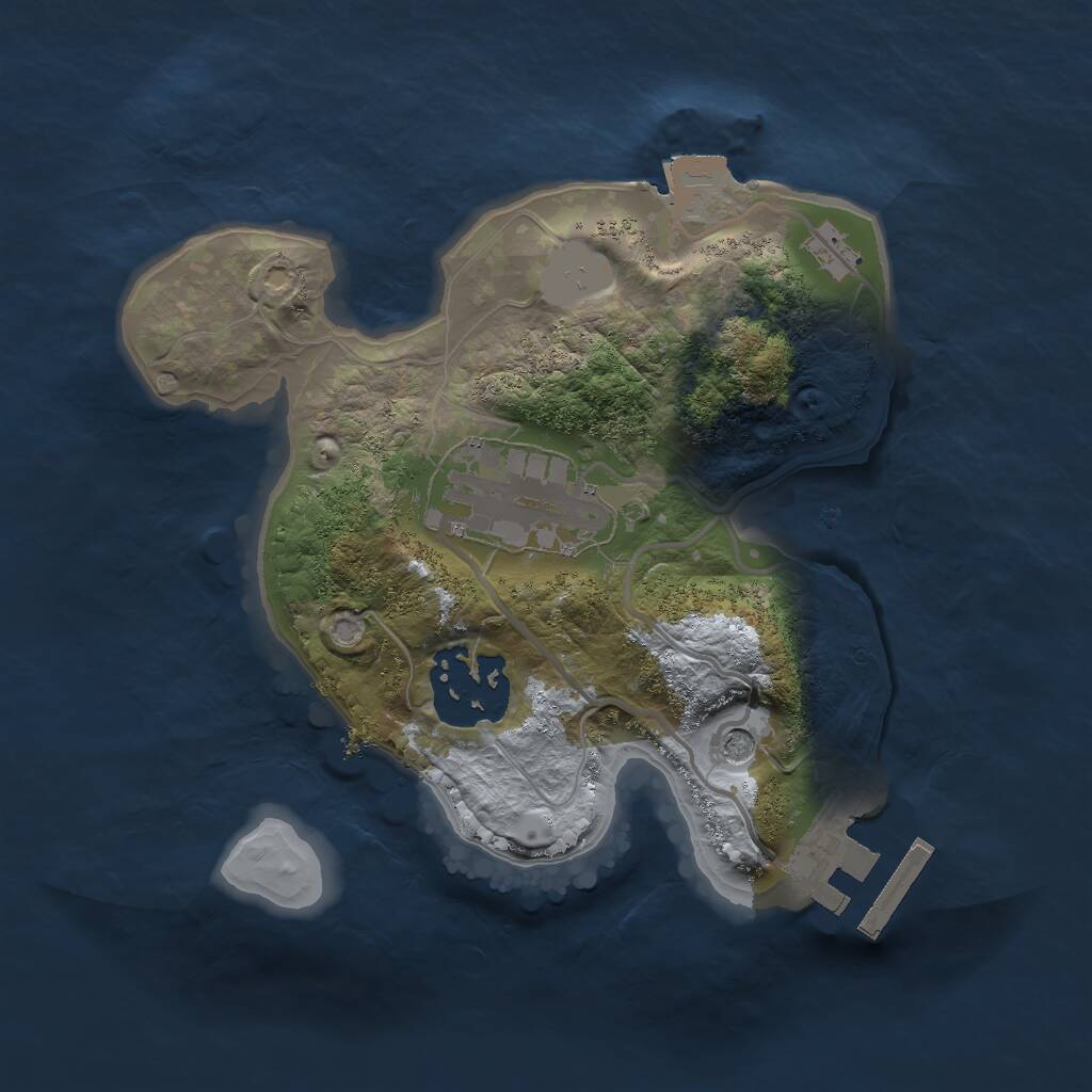 Rust Map: Procedural Map, Size: 2000, Seed: 7250645, 5 Monuments