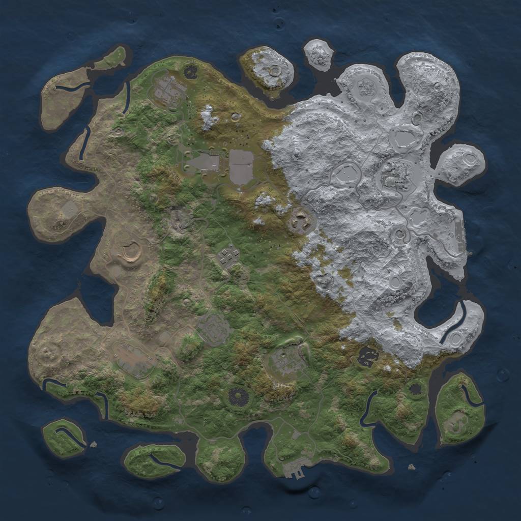 Rust Map: Procedural Map, Size: 3850, Seed: 619214323, 19 Monuments