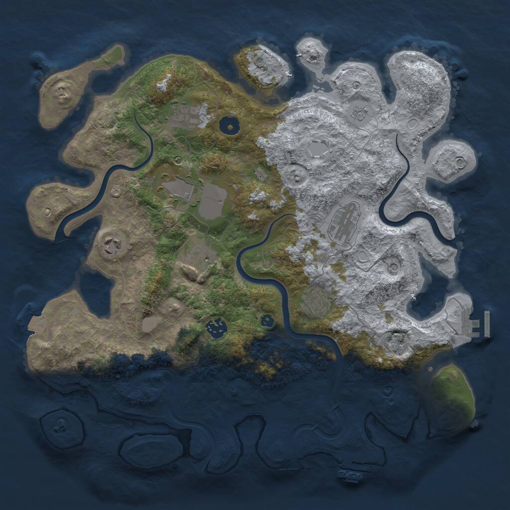 Rust Map: Procedural Map, Size: 3850, Seed: 619214323, 13 Monuments