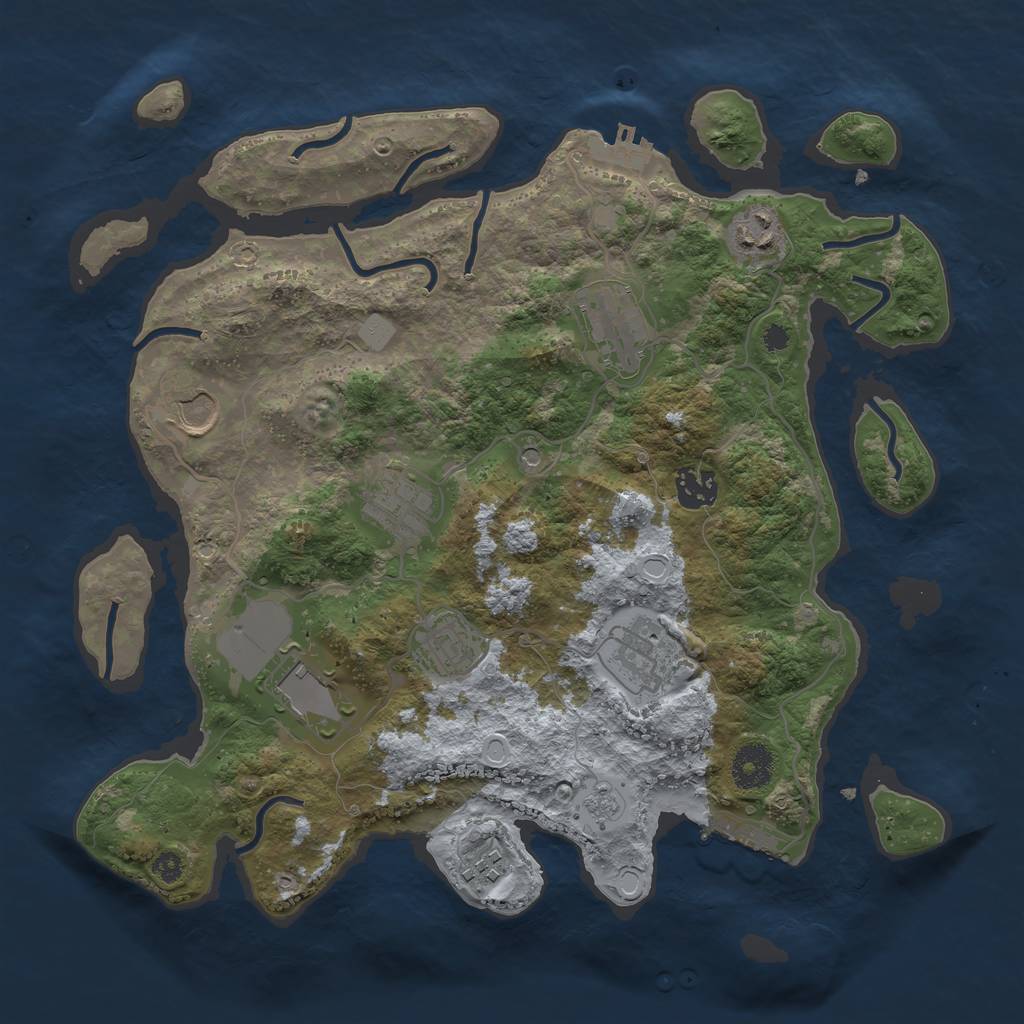 Rust Map: Procedural Map, Size: 3500, Seed: 6233544, 18 Monuments