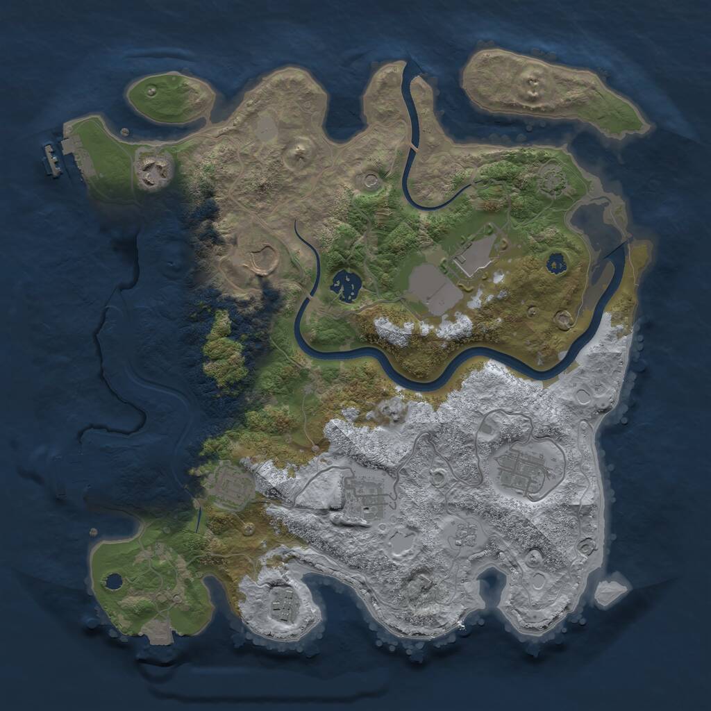 Rust Map: Procedural Map, Size: 3500, Seed: 2125921781, 14 Monuments