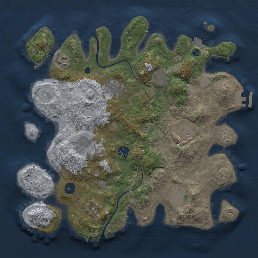 Rust Map: Procedural Map, Size: 3450, Seed: 12345, 14 Monuments