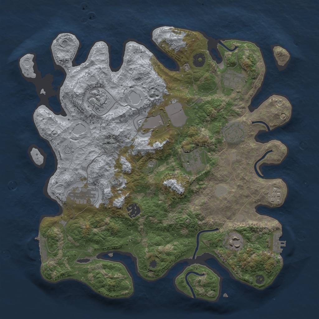 Rust Map: Procedural Map, Size: 3500, Seed: 176552582, 18 Monuments