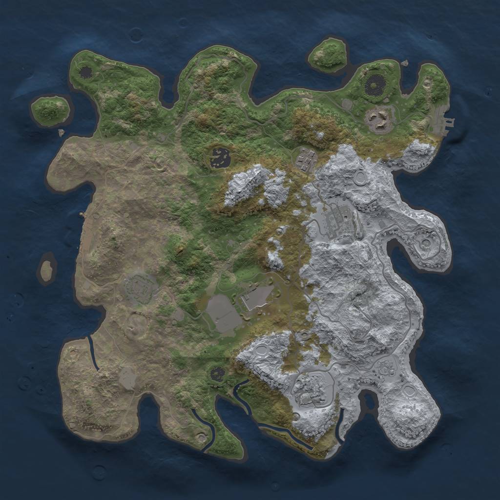 Rust Map: Procedural Map, Size: 3500, Seed: 123348114, 16 Monuments