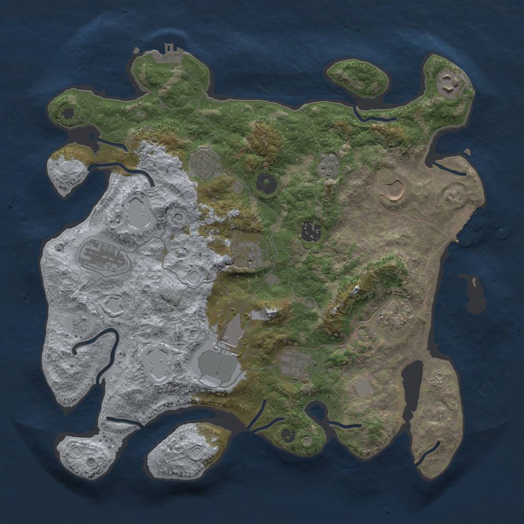 Rust Map: Procedural Map, Size: 3750, Seed: 4563118, 19 Monuments