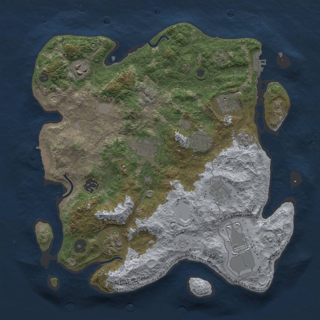 Rust Map: Procedural Map, Size: 3500, Seed: 93985095, 18 Monuments