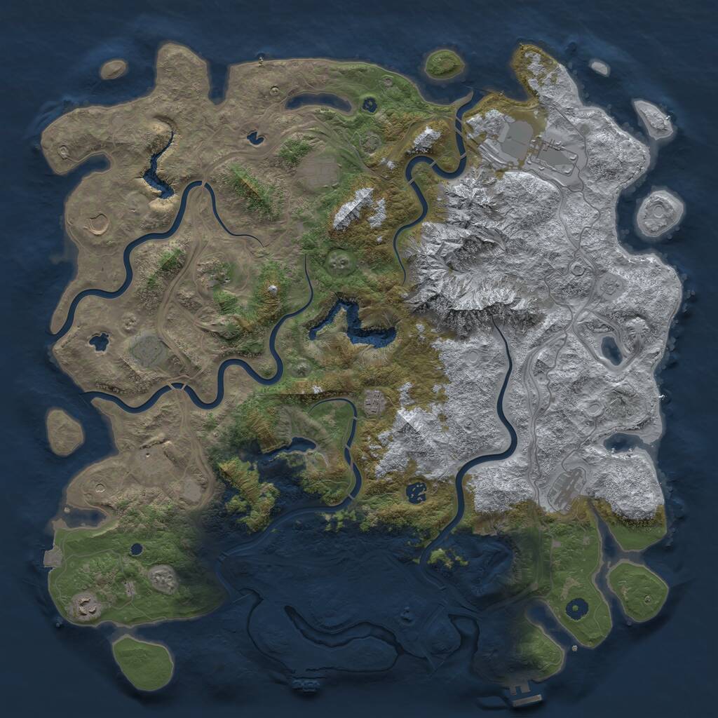 Rust Map: Procedural Map, Size: 5000, Seed: 50555, 16 Monuments