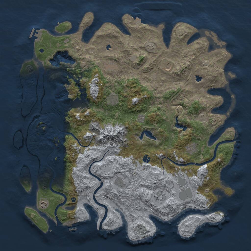 Rust Map: Procedural Map, Size: 5000, Seed: 9876452, 17 Monuments