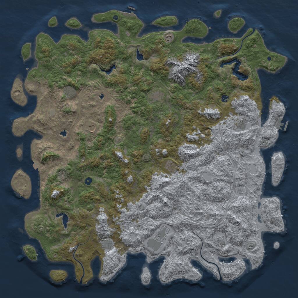 Rust Map: Procedural Map, Size: 6000, Seed: 58744829, 17 Monuments