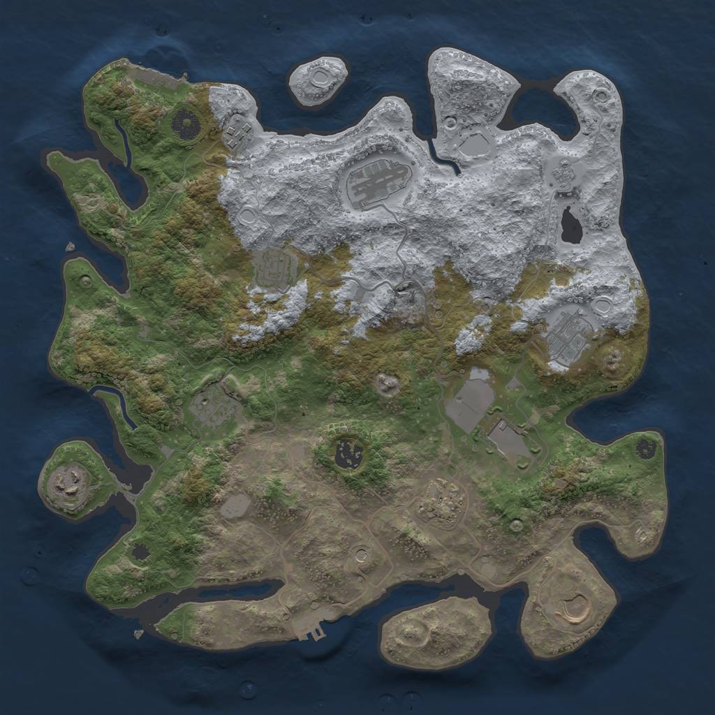 Rust Map: Procedural Map, Size: 3650, Seed: 1110622592, 19 Monuments