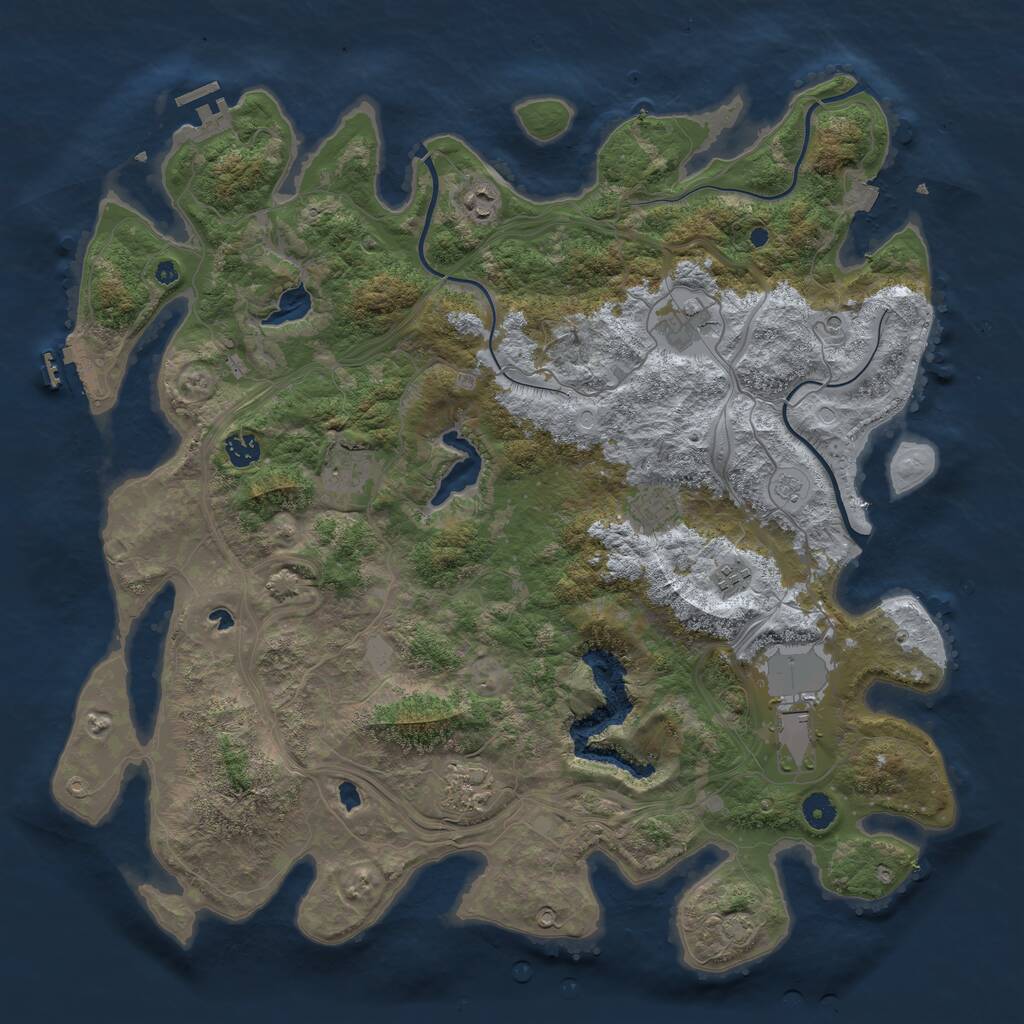 Rust Map: Procedural Map, Size: 4500, Seed: 1492426496, 14 Monuments