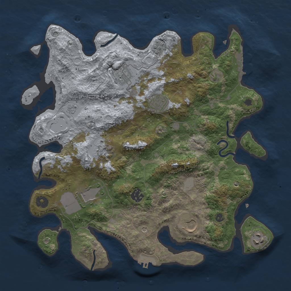 Rust Map: Procedural Map, Size: 3500, Seed: 957572575, 17 Monuments