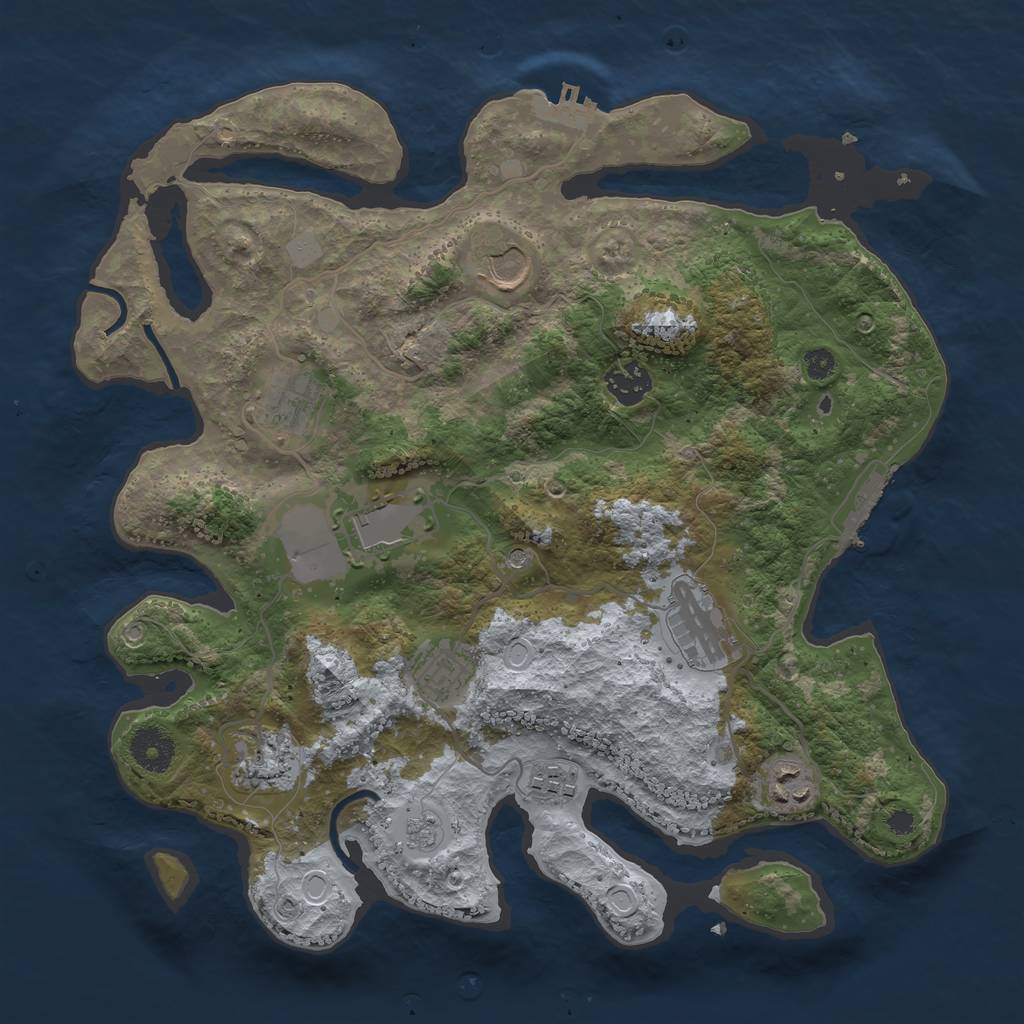 Rust Map: Procedural Map, Size: 3500, Seed: 2031800676, 18 Monuments