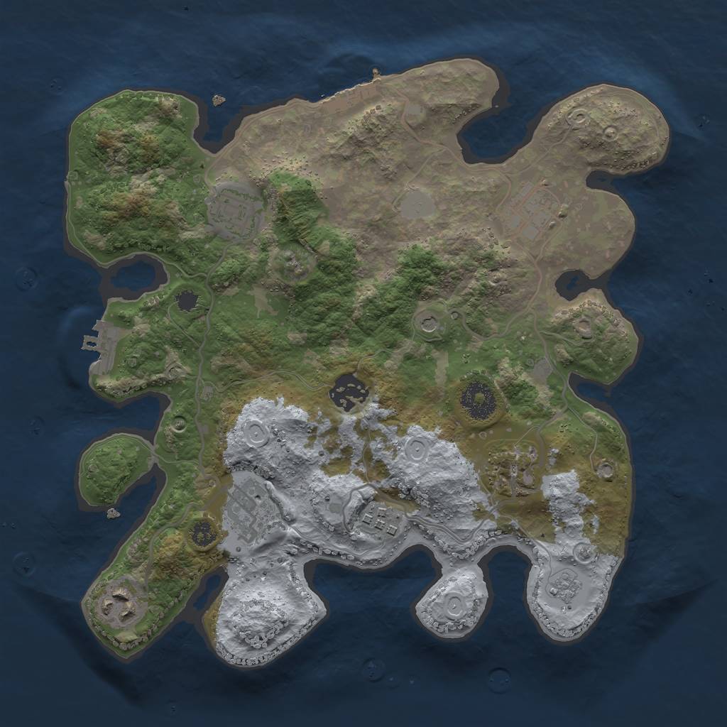 Rust Map: Procedural Map, Size: 3000, Seed: 91219513, 16 Monuments