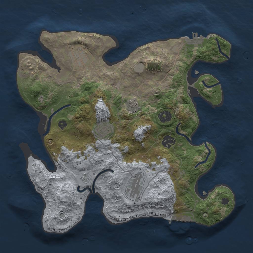 Rust Map: Procedural Map, Size: 3000, Seed: 590771157, 13 Monuments