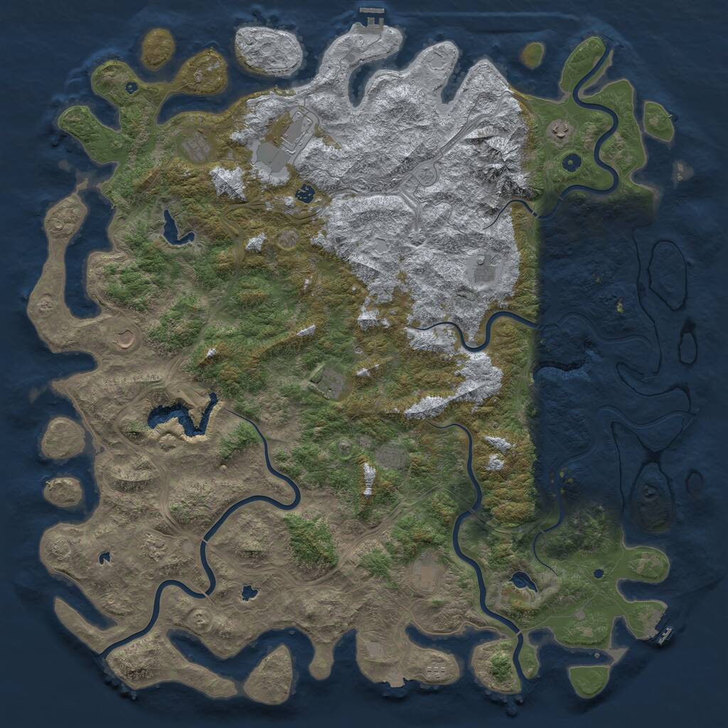 Rust Map: Procedural Map, Size: 6000, Seed: 9487947, 17 Monuments