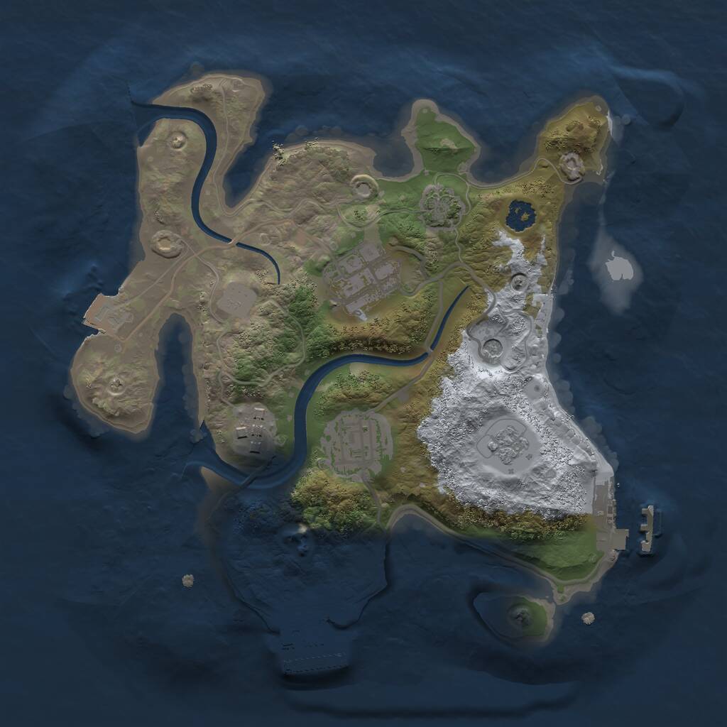 Rust Map: Procedural Map, Size: 2400, Seed: 464118289, 9 Monuments
