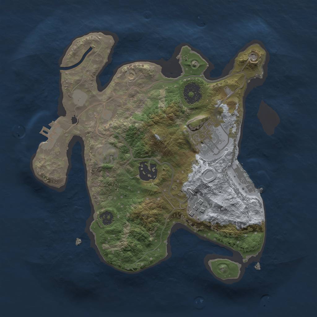 Rust Map: Procedural Map, Size: 2400, Seed: 464118289, 10 Monuments
