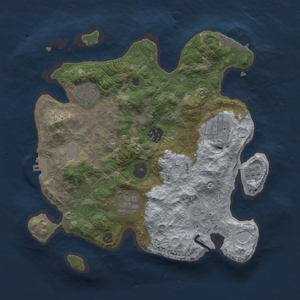 Rust Map: Procedural Map, Size: 3000, Seed: 23110, 14 Monuments