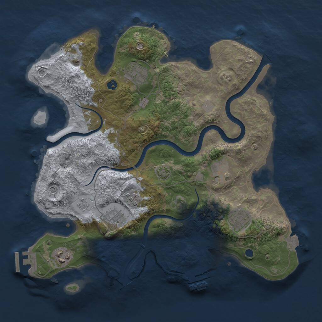 Rust Map: Procedural Map, Size: 3250, Seed: 591890458, 12 Monuments