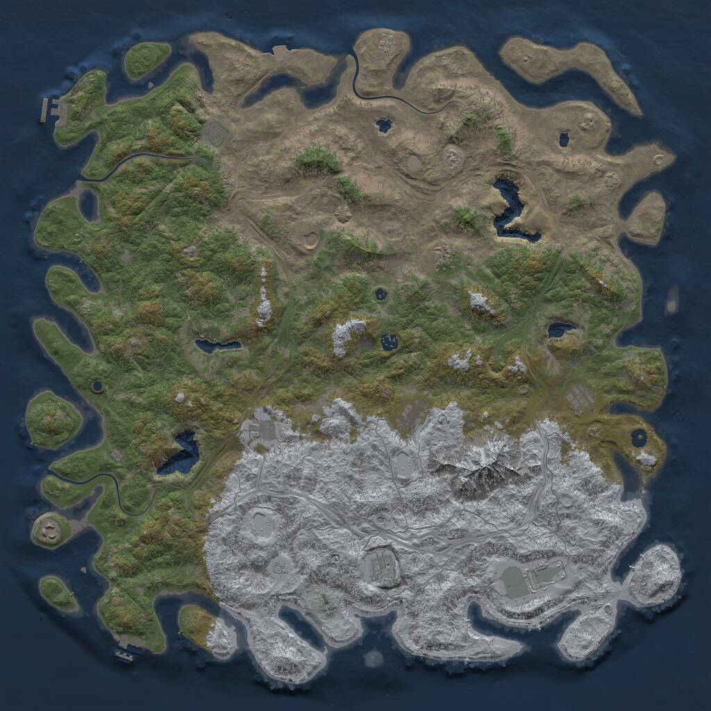 Rust Map: Procedural Map, Size: 6000, Seed: 50505, 17 Monuments