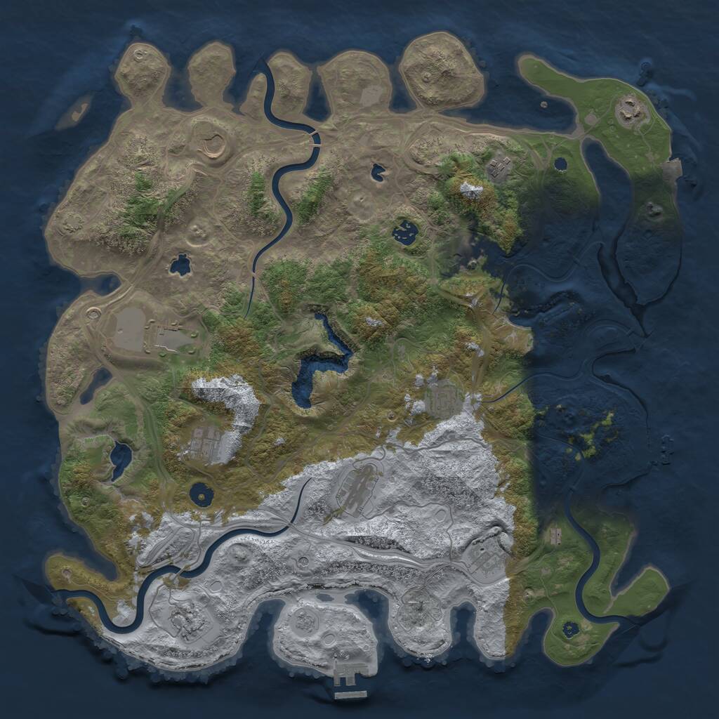 Rust Map: Procedural Map, Size: 4500, Seed: 76969, 17 Monuments