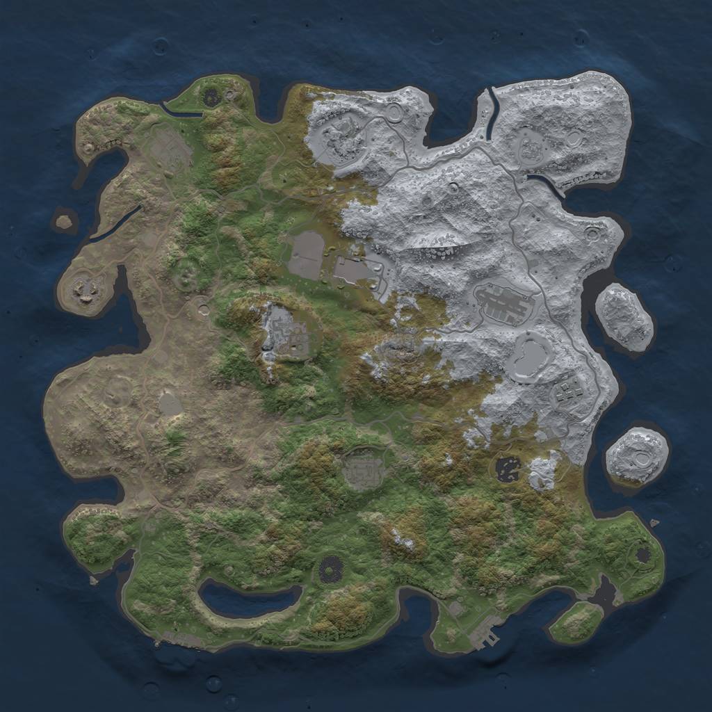 Rust Map: Procedural Map, Size: 4000, Seed: 412547, 18 Monuments