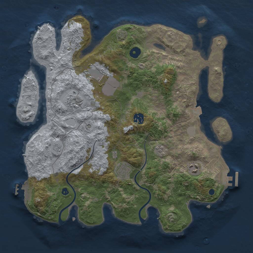 Rust Map: Procedural Map, Size: 3500, Seed: 67127, 12 Monuments