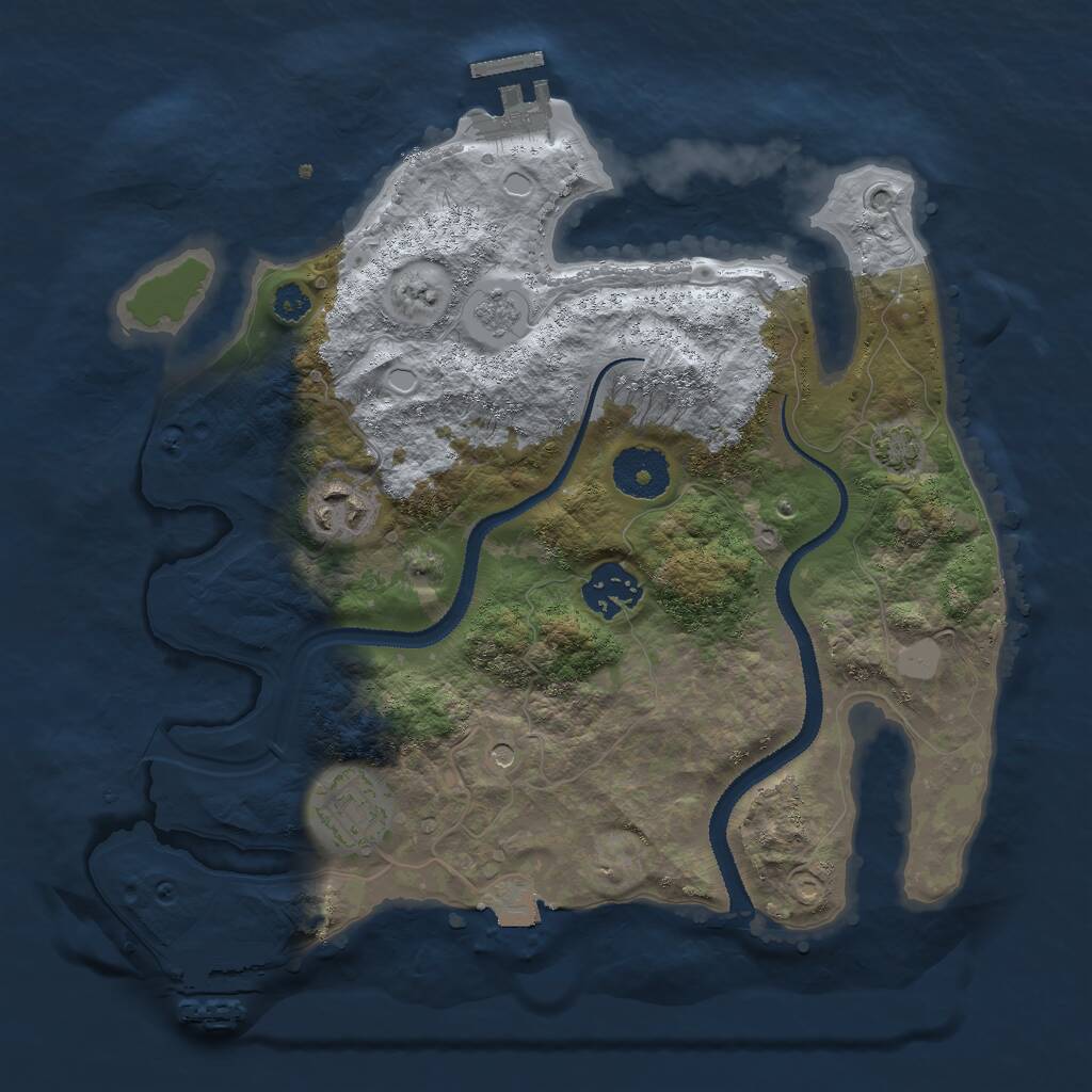Rust Map: Procedural Map, Size: 3000, Seed: 1105535243, 9 Monuments
