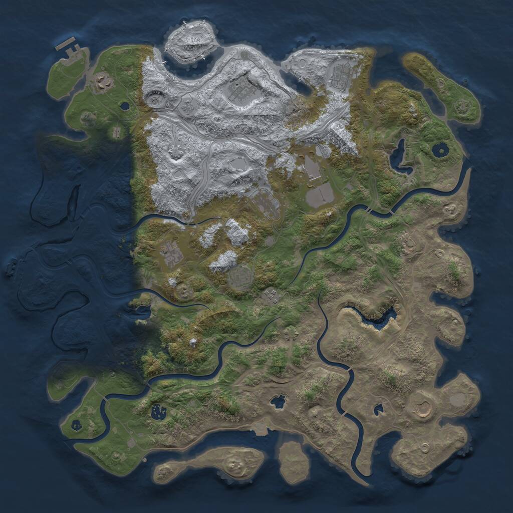 Rust Map: Procedural Map, Size: 4800, Seed: 1028398004, 17 Monuments