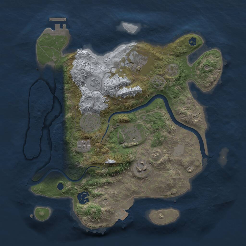 Rust Map: Procedural Map, Size: 3000, Seed: 998244353, 11 Monuments
