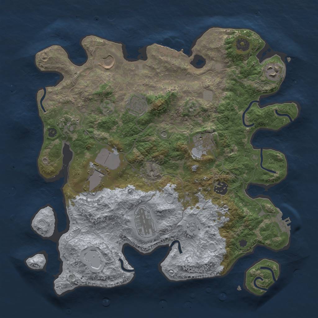 Rust Map: Procedural Map, Size: 3500, Seed: 353634682, 17 Monuments
