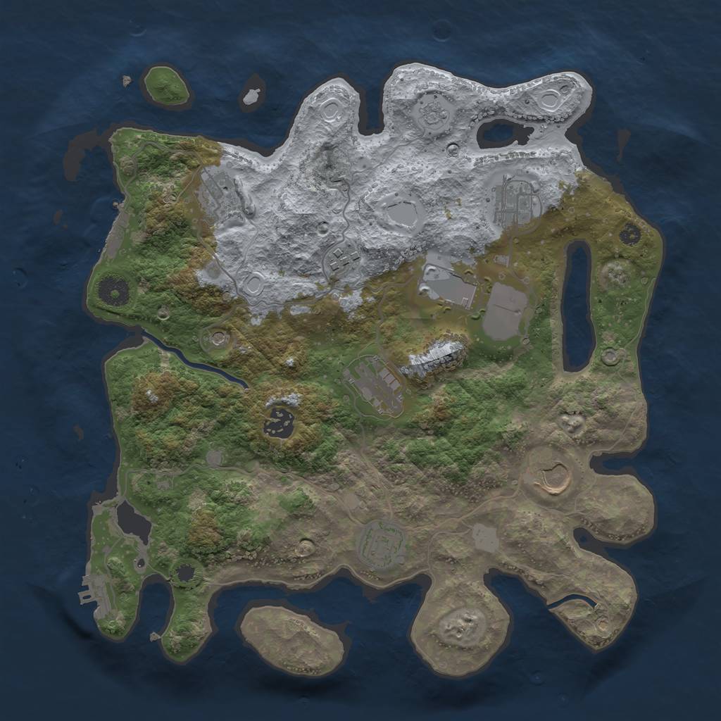 Rust Map: Procedural Map, Size: 3500, Seed: 1805128175, 17 Monuments