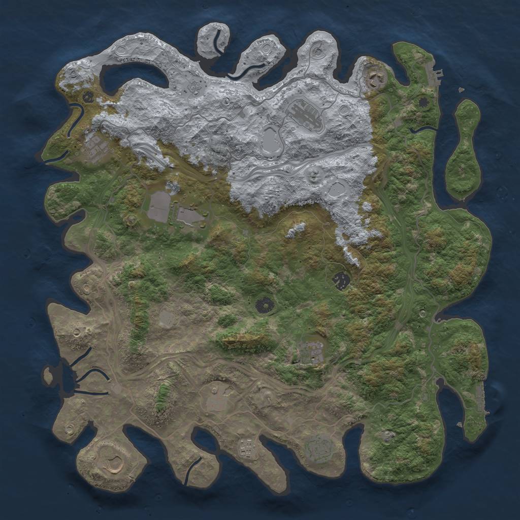 Rust Map: Procedural Map, Size: 4500, Seed: 1634916516, 19 Monuments
