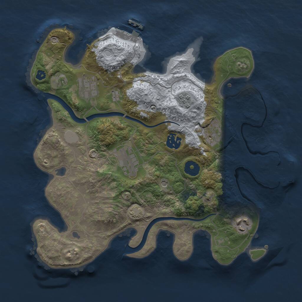 Rust Map: Procedural Map, Size: 3000, Seed: 937851255, 11 Monuments