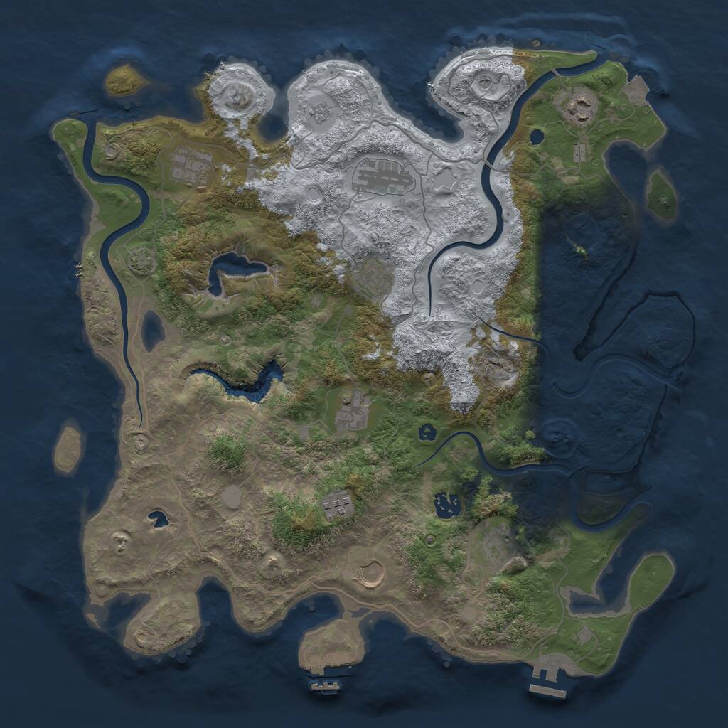 Rust Map: Procedural Map, Size: 4000, Seed: 690472640, 15 Monuments