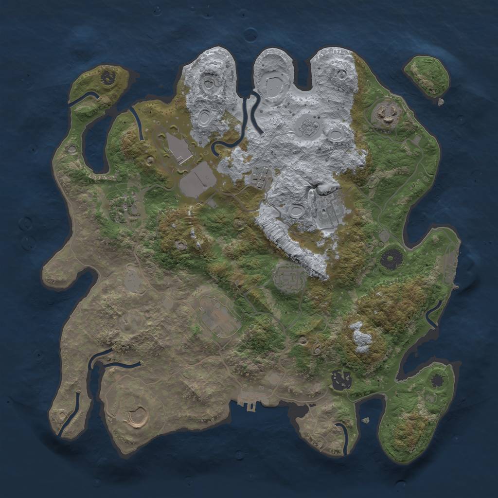 Rust Map: Procedural Map, Size: 3500, Seed: 123123123, 18 Monuments