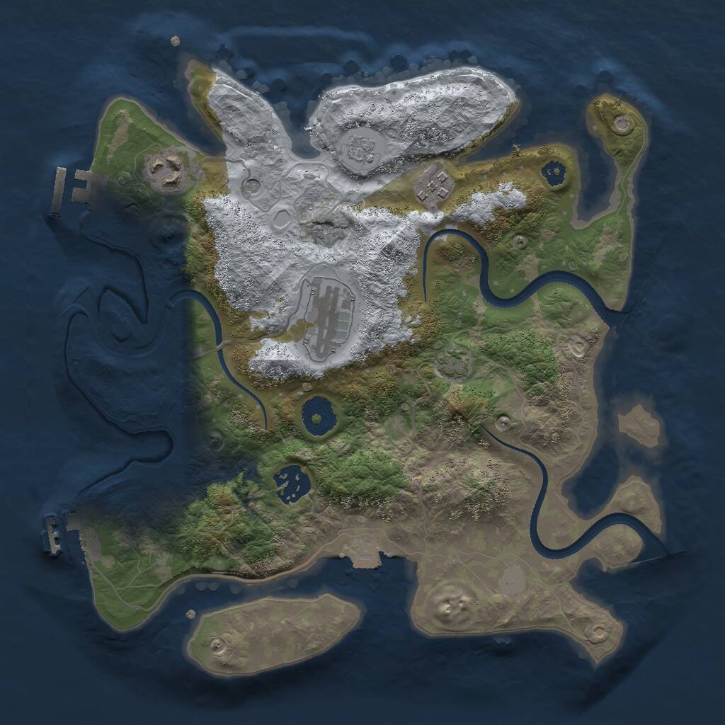 Rust Map: Procedural Map, Size: 3000, Seed: 2102259708, 10 Monuments