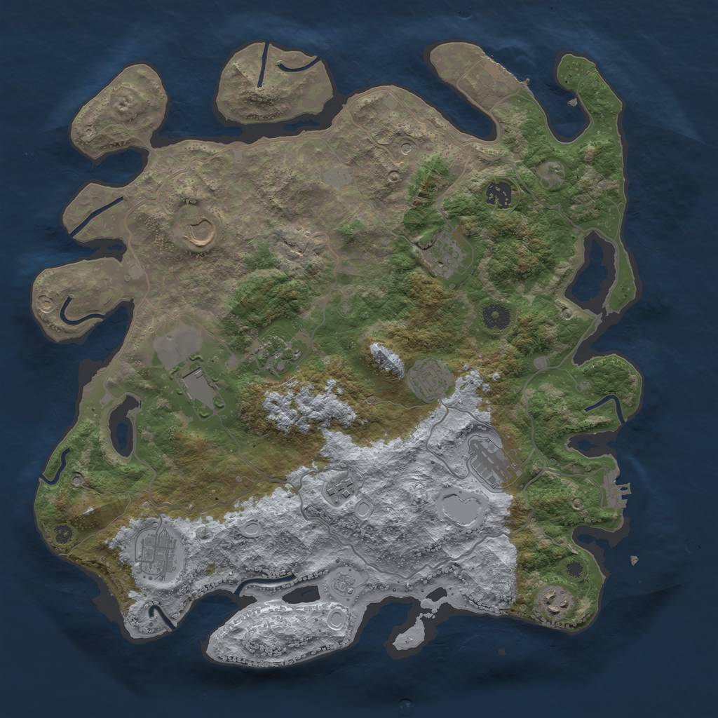 Rust Map: Procedural Map, Size: 4000, Seed: 89163, 19 Monuments