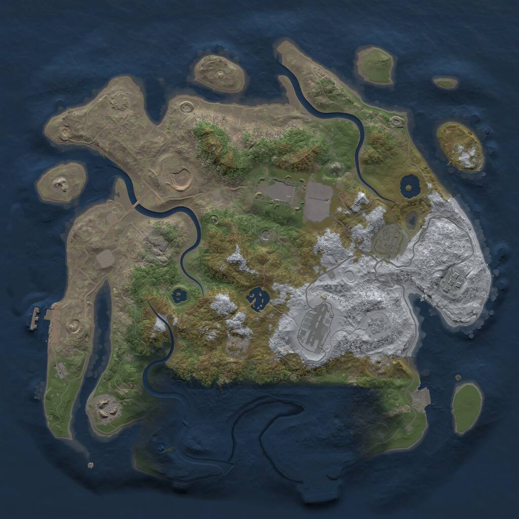 Rust Map: Procedural Map, Size: 3500, Seed: 720771030, 13 Monuments