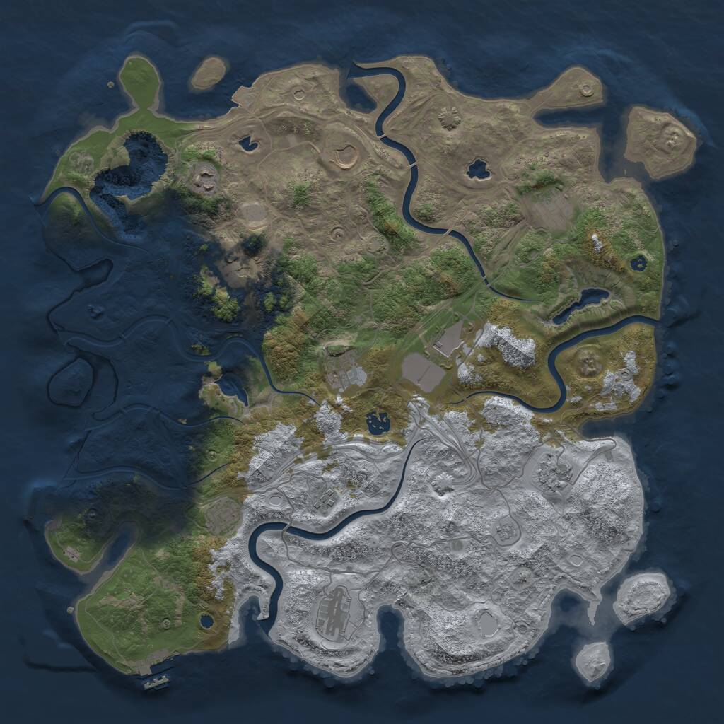 Rust Map: Procedural Map, Size: 4500, Seed: 332966767, 17 Monuments