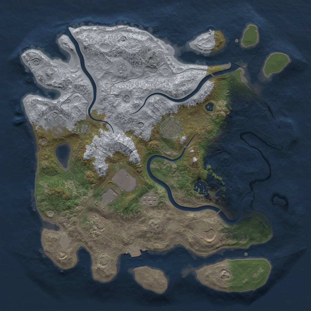 Rust Map: Procedural Map, Size: 3500, Seed: 705333, 12 Monuments