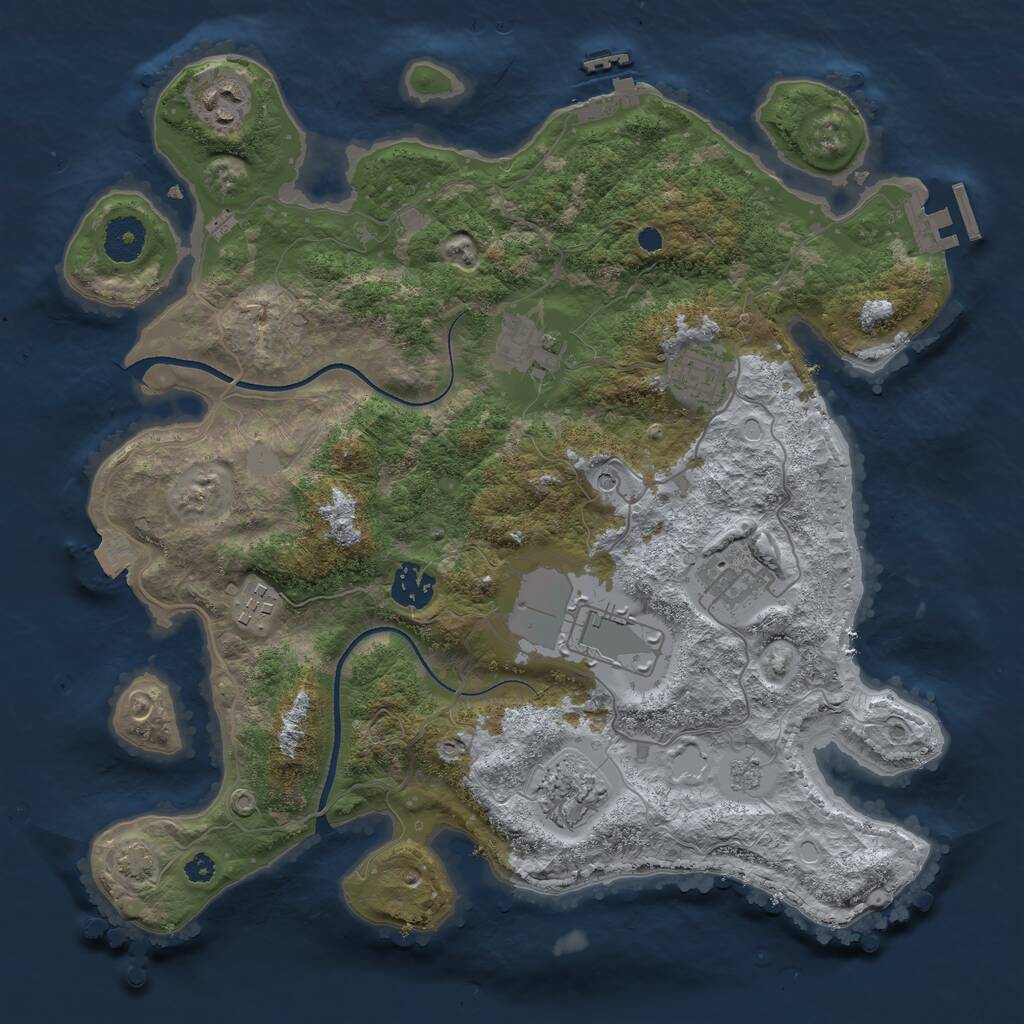 Rust Map: Procedural Map, Size: 3500, Seed: 1140175069, 14 Monuments