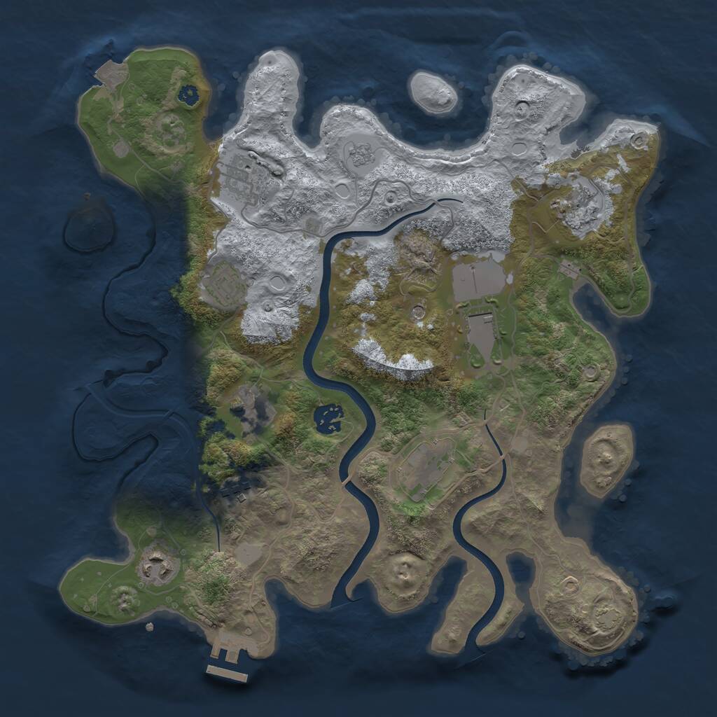 Rust Map: Procedural Map, Size: 3500, Seed: 1114326468, 14 Monuments