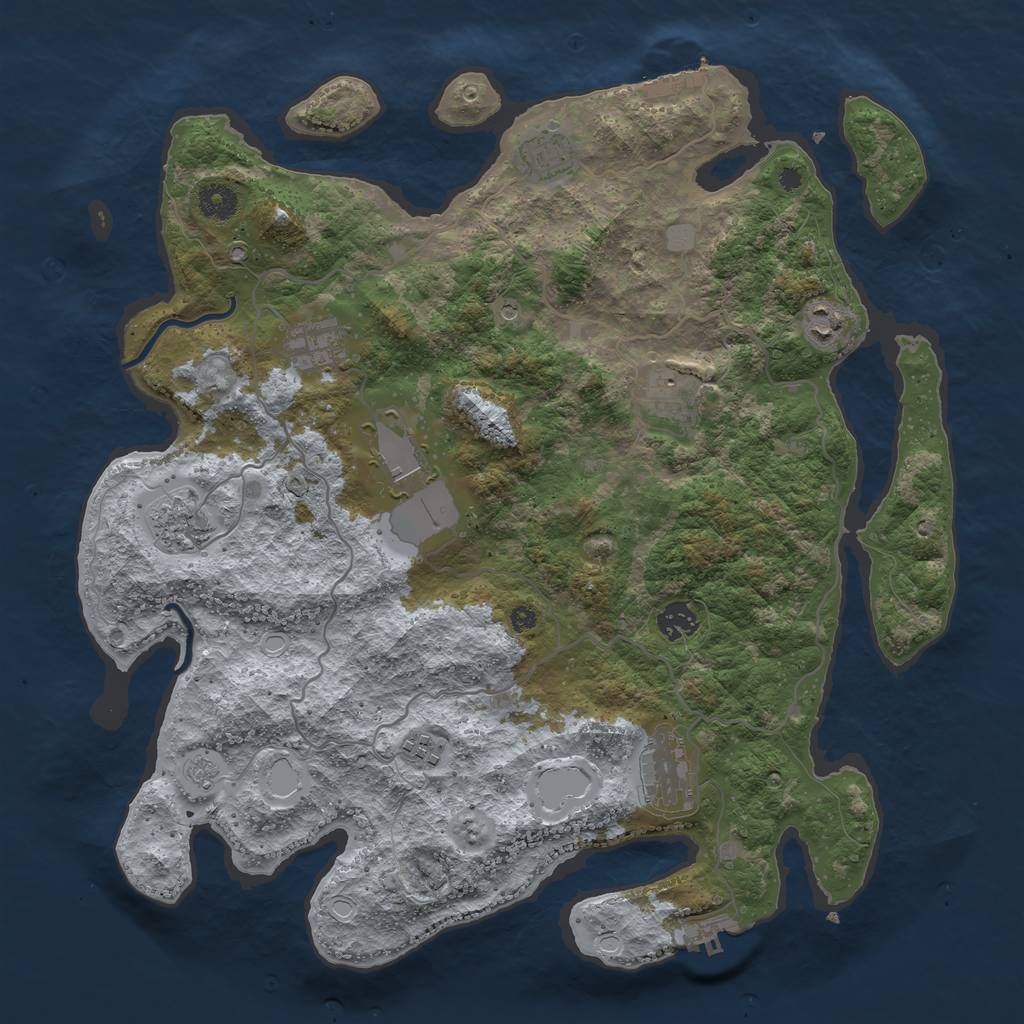 Rust Map: Procedural Map, Size: 4000, Seed: 318763, 18 Monuments