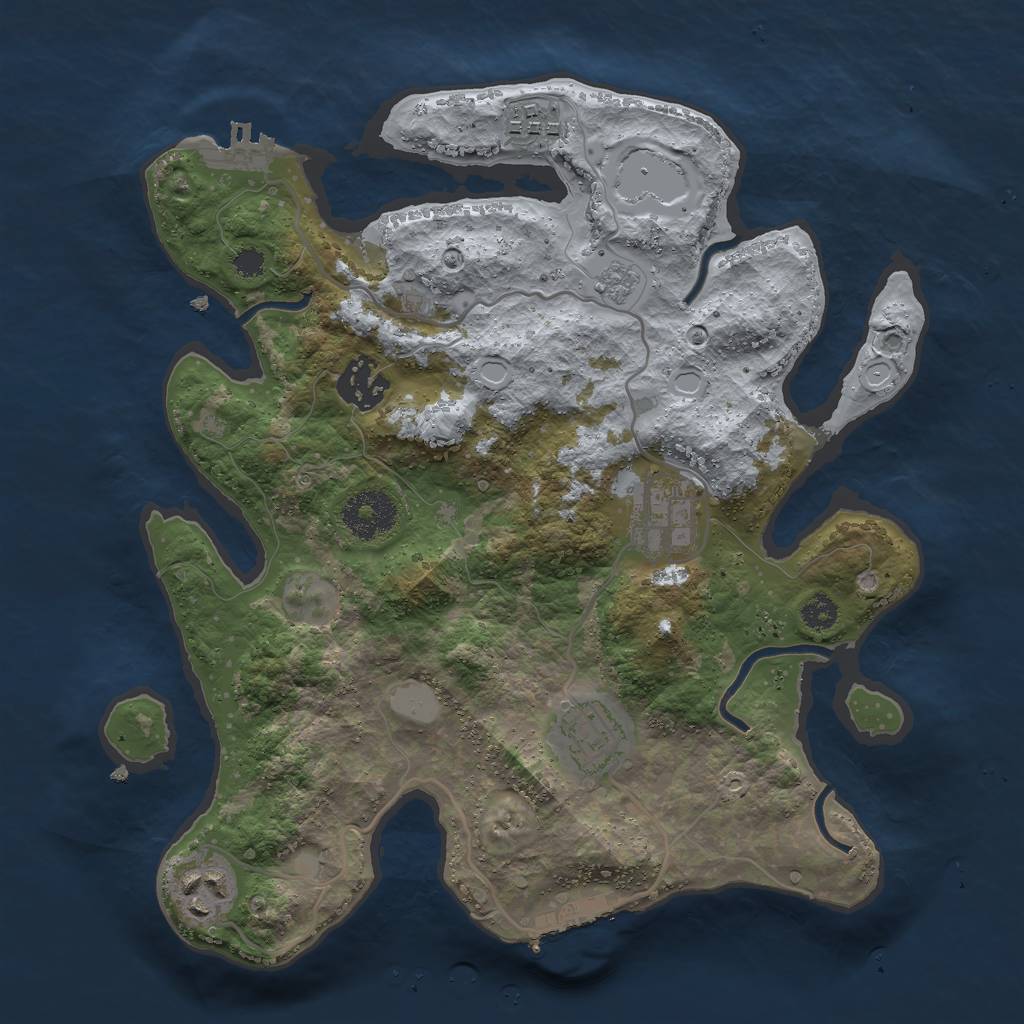Rust Map: Procedural Map, Size: 3000, Seed: 42197427, 13 Monuments