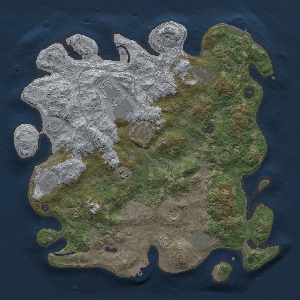 Rust Map: Procedural Map, Size: 4000, Seed: 5225, 18 Monuments