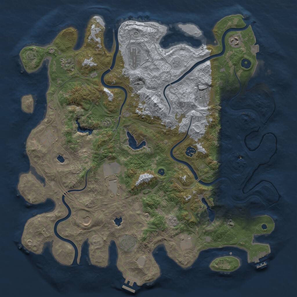 Rust Map: Procedural Map, Size: 4500, Seed: 842775852, 17 Monuments